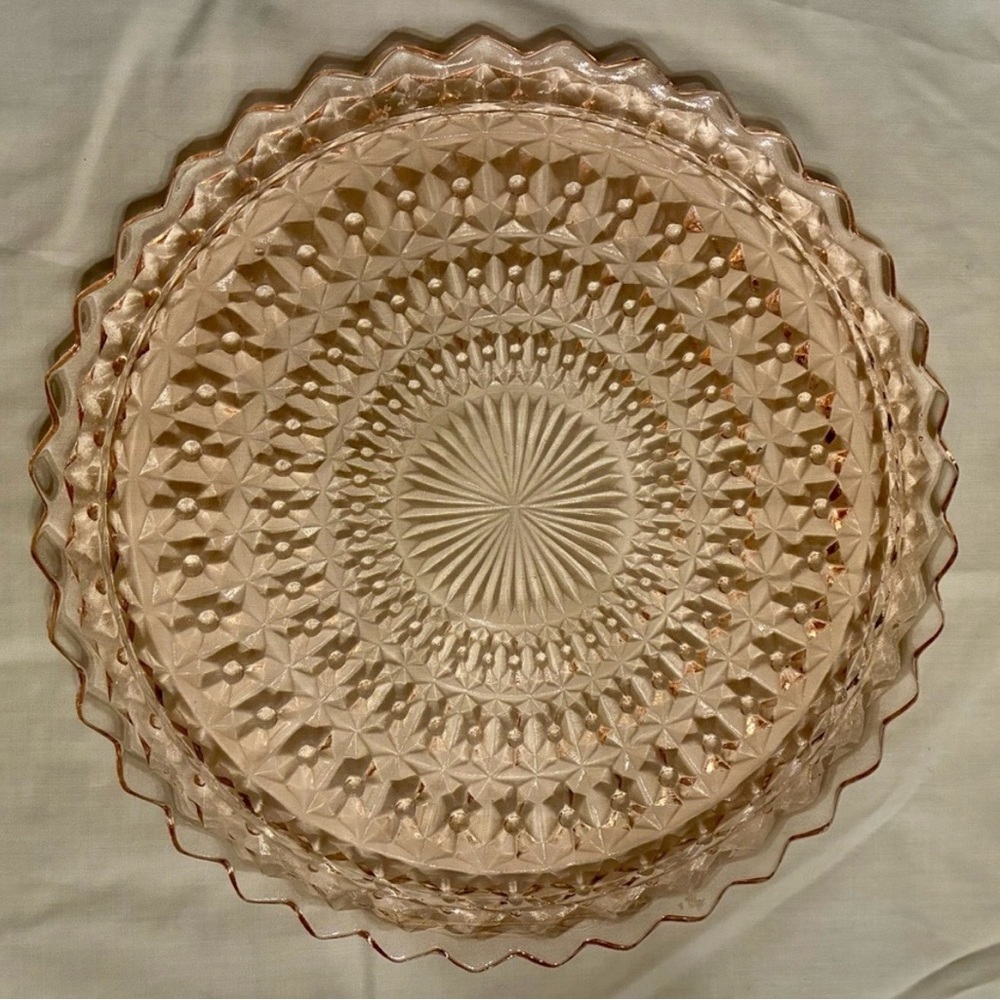Jeannette Pink Depression Glass Chop Plate Vanity Tray - Picture 4 of 5